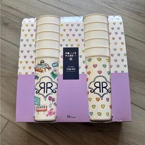 Roller Rabbit Heart Print Souvenir Cups - Cream with Pastel Hearts